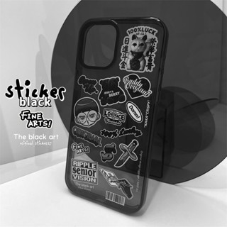 Original Black Stickers Phone Case for Iphone13 Phone Case Personality 14promax Apple 12 Advanced 11