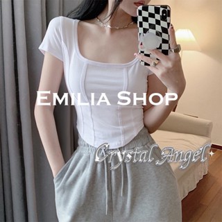 EMILIA SHOP เสื้อยืด เสื้อครอป เสื้อผ้าแฟชั่นผู้หญิง สไตล์เกาหลี 2023 ใหม่ CA22121408 0417