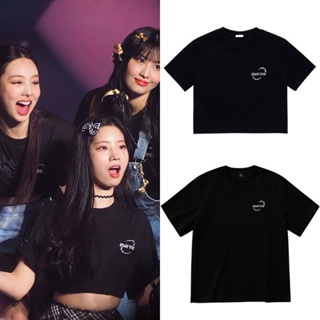 KPOP TWICE 2023 READY TO BE TOUR โซล ผ้าฝ้าย CROP TOP ผู้หญิงบวกขนาดเกาหลีแฟชั่นหลวมพอดีรอบคอแขนสั้นด้านบนฮาราจูกุนักเรียนเสื้อสบาย ๆ เสื้อยืด