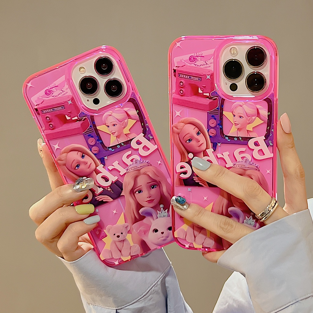 เคสโทรศัพท์มือถือซิลิโคน TPU นิ่ม แบบใส กันตก ป้องกันเต็มเครื่อง ลายการ์ตูนตุ๊กตาบาร์บี้ เจ้าหญิง สร้างสรรค์ สําหรับ iPhone 14 13 12 PRO MAX