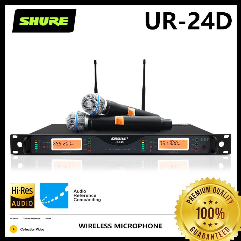 SHUER UR24Dเทรนด์ใหม่ ความถี่ทางกฎหมาย Dual Channel Hand-Held Wireless Microphone System