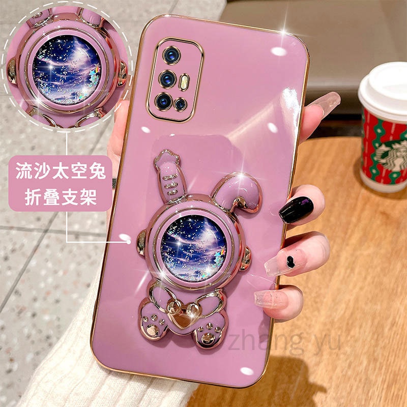 ปลอก VIVO V17 V19 NEO VIVO V19 TPU 3D Quicksand Space Rabbit Bracket เคสโทรศัพท์ Ultra thin Electroplated Smooth เคสโทรศัพท์ Soft Case Shock proof ฝาครอบกันชน