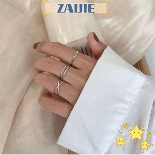 ※ZAIJIE※ 3PCS/SET Gift Punk Ring Sliver Color Geometric Women Ring Set Aesthetic Street Dance Accessories Minimalist Jewelry Trendy