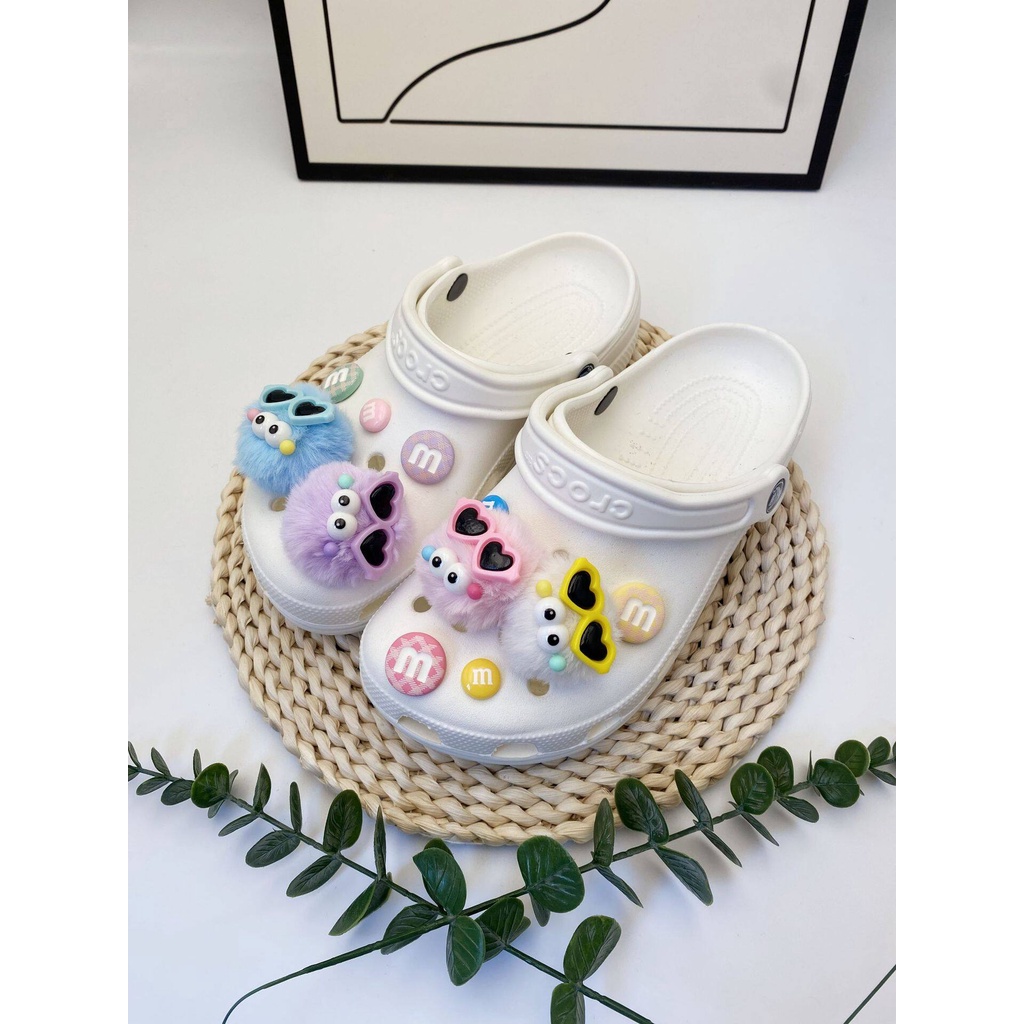 Crocs Jibbitz จี้ลูกบอลขนเฟอร์ 3D ถอดออกได้ อุปกรณ์เสริม สําหรับรองเท้า Crocs DIY