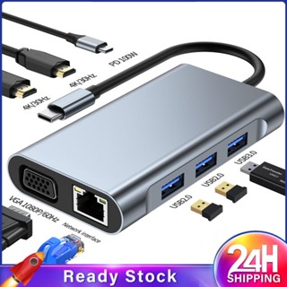 ❥❥8 In 1 Usb C Hub Docking Station ภายนอกจอแสดงผลโน้ตบุ๊ค4K Dual Hd Expansion Dock Hdmi Tf/sd Card สำหรับ Macbook แล็ปท็อป
