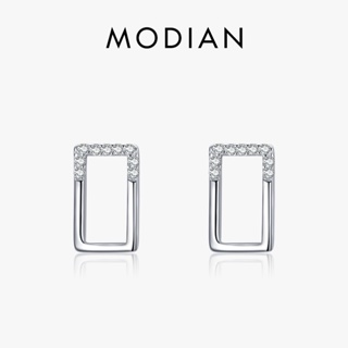 Modian ต่างหูเงินแท้ 925 ทรงสี่เหลี่ยมผืนผ้า ทรงเรขาคณิต เรียบง่าย เครื่องประดับ สําหรับผู้หญิง ครบรอบแต่งงาน