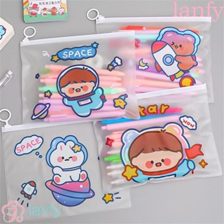 Lanfy กระเป๋าใส่เอกสาร Pvc ลายการ์ตูนความจุขนาดใหญ่สําหรับใส่เอกสาร