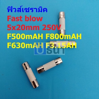 ฟิวส์ เซรามิค มิเตอร์ มัลติมิเตอร์ Fast Blow Ceramic Meter Multimeter Fuse 5x20mm 250V #C5x20F-AH (1 ตัว)