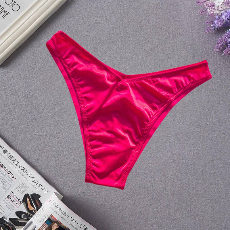 MM088 ลึก โวลต์ ขอบแคบครึ่งห่อสะโพกชุดชั้นในสตรีกลางเอวเซ็กซี่ผ้าไหมเรียบตาข่ายระบายอากาศและเรียบง่ายบิกินี่ ที-หลัง - รูปที่ 3