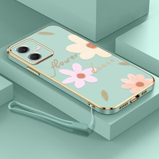 เคสมือถือ แบบนิ่ม ลายดอกไม้ พร้อมสายคล้อง สําหรับ Xiaomi Redmi Note 12 Pro Plus Note 12 Pro+ Note 12 Xiaomi POCO X5 5G