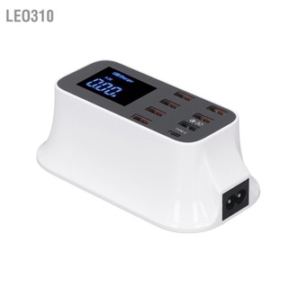 Leo310 อะแดปเตอร์เครื่องชาร์จ USB จอแสดงผล LED ดิจิตอล 40W Multi Protection 8 พอร์ต อะแดปเตอร์ไฟ LCD AC100‑240V