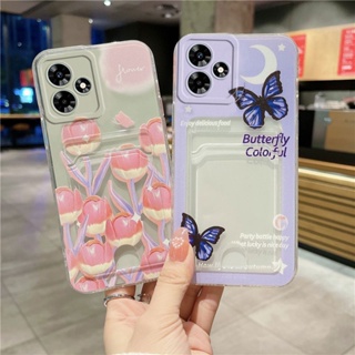 ใหม่ เคสโทรศัพท์มือถือ ซิลิโคนนิ่ม TPU ลายผีเสื้อ ดอกทิวลิป พร้อมกระเป๋าใส่บัตร แฟชั่น สําหรับ TECNO SPARK 10 Pro 10 4G 10 5G 10C 2023 Tecno10 Spark10 Pro