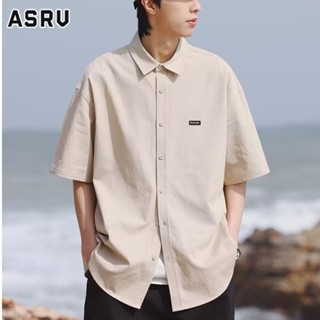 ASRV เสื้อเชิ้ตผู้ชาย ญี่ปุ่น แขนสั้น ผู้ชาย ฤดูร้อน สไตล์อเมริกัน เรียบง่าย เสื้อลำลอง อินเทรนด์ เสื้อแจ็คเก็ตปกเยาวชน