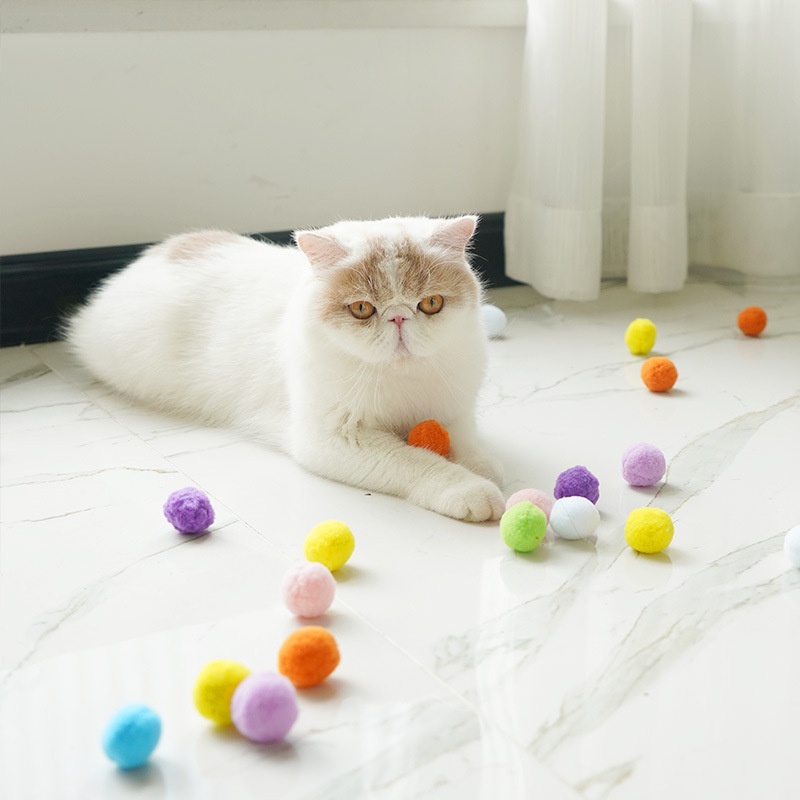 ลูกบอลไหมพรมแมว ลูกบอลแมว เครื่องส่งสัญญาณลูกบอน ลูกบอลของเล่นแมวตลกปิดเสียงยืดหยุ่น
