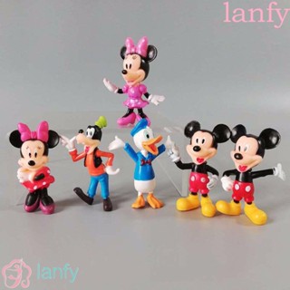 Lanfy ตุ๊กตาฟิกเกอร์ PVC รูปการ์ตูนมิกกี้เมาส์ สําหรับตกแต่งเค้กคริสต์มาส