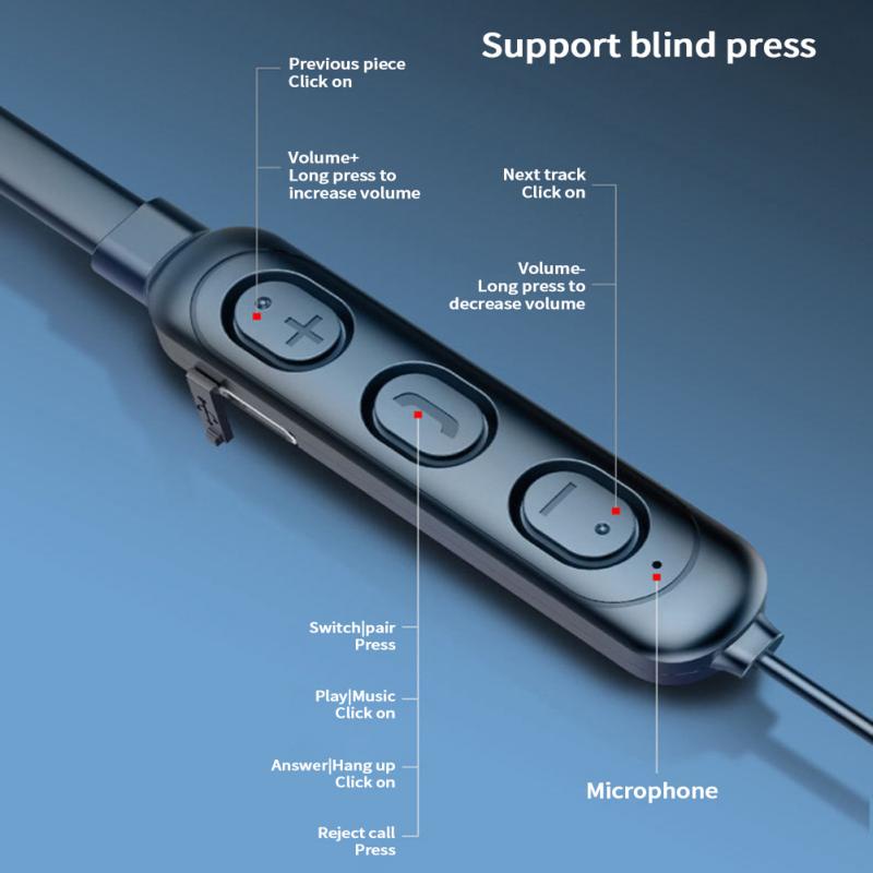 ใหม่ ชุดหูฟังบลูทูธไร้สาย แบบคล้องคอ ขนาดเล็ก สําหรับเล่นกีฬา วิ่ง