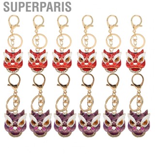 Superparis Chinese Keychain  Rhinestone Keychain 6Pcs Strong Metal  for Wallet