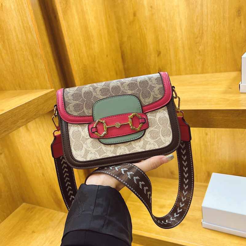 กระเป๋าสะพายไหล่ ทรงสี่เหลี่ยม ขนาดเล็ก สีคอนทราสต์ สไตล์ฝรั่งเศส แฟชั่นเรโทร สําหรับสตรี 2024 - รูปที่ 4