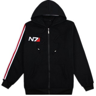 เสื้อแจ็กเก็ตกันหนาว มีฮู้ด ปักลาย Game Mass Effect N7 แต่งซิป สําหรับผู้ชาย และผู้หญิง