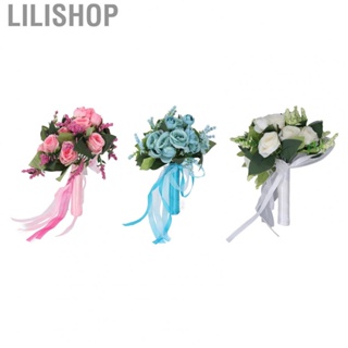 Lilishop Wedding Bridal Bouquet Lifelike Green Leaves Versatile Artificial Rose Wedding Flowers Portable for Wedding for Home Decor