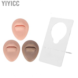 Yiyicc 3D Silicone Mouth Model  Soft Piercing Mouth Model 3pcs Simulated Practice with Acrylic Stand for Teaching for Novice