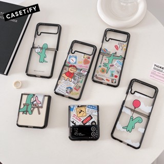 Casetify เคสโทรศัพท์มือถือ PC แข็ง ลายการ์ตูนไดโนเสาร์น่ารัก สําหรับ Samsung Galaxy Z Flip 3 Z Flip 4