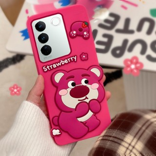 เคสโทรศัพท์มือถือนิ่ม ลายการ์ตูนหมีสตรอเบอร์รี่น่ารัก 3D สําหรับ Vivo V27 5G V27E 5G V23 5G V20 Pro
