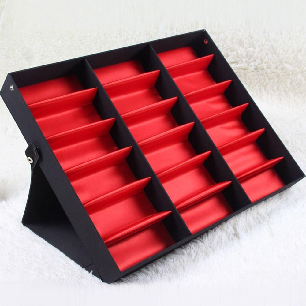 Goxi75 18 กริดแว่นตาถาดทนทานขาตั้งแว่นตา Organizer กล่อง