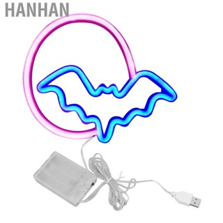 Hanhan Neon Signs Moon And Bat  Neon Lights USB  Powered For Decoration