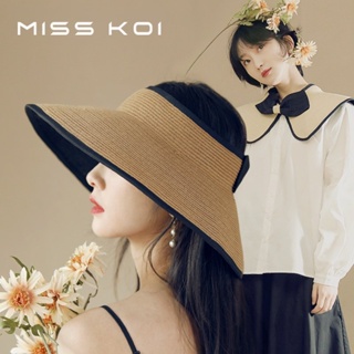 Misskoi [พร้อมส่ง] หมวกฟางปีกกว้าง พับได้ กันแดด กันรังสีอัลตราไวโอเลต แฟชั่นฤดูร้อน สําหรับผู้หญิง