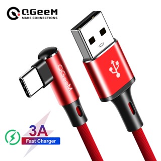 Qgeem สายชาร์จ USB Type C 90 องศา สําหรับ Samsung Note 8 S8 Xiaomi Mi