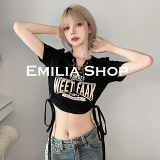 EMILIA SHOP  เสื้อยืด เสื้อครอป เสื้อผ้าแฟชั่นผู้หญิง สไตล์เกาหลี 2023 ใหม่  สบาย High quality ทันสมัย สวย A23K04U 36Z230909