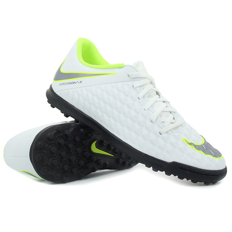 Nike ของแท้ รองเท้าร้อยปุ่มไนกี้ NIKE Hypervenom 3 Club (TF) รองเท้าฟุตซอล สีขาว