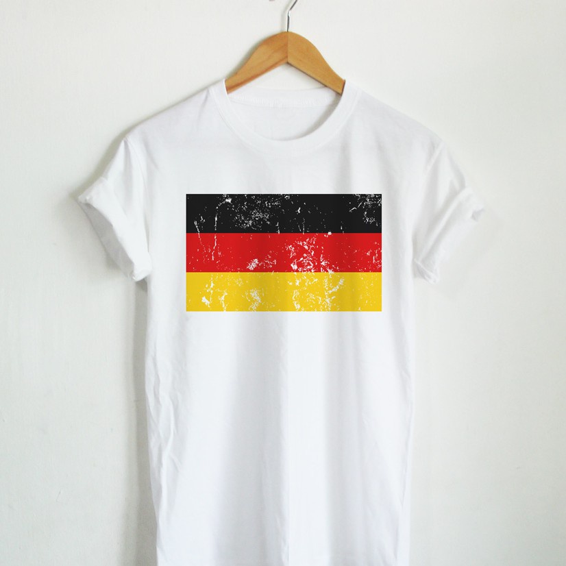 เสื้อยืดลาย ธงชาติเยอรมัน Germany Flag เสื้อยืดสกรีน แขนสั้น คอกลม