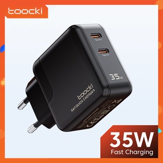 Toocki 35W แกลเลียมไนไตรด์คู่ Type-C พอร์ตเอาท์พุทชาร์จเร็ว PD3.0 สำหรับแล็ปท็อปแท็บเล็ต Huawei Xiaomi