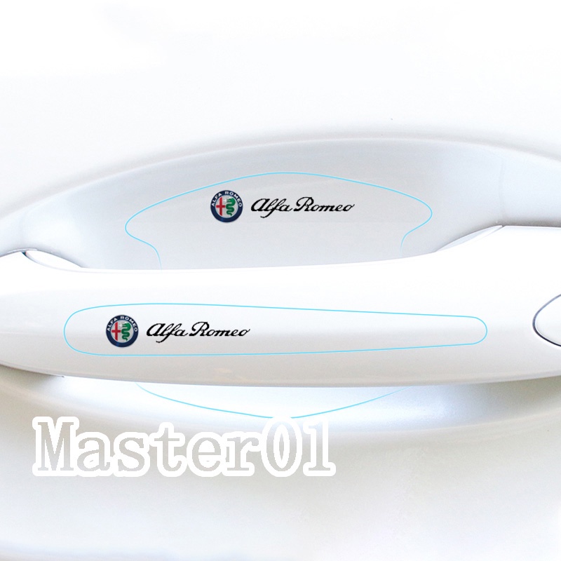 8pcs รถประตู Handle Scratch ทนสติกเกอร์สําหรับ Alfa Romeo 164 155 159 MITO