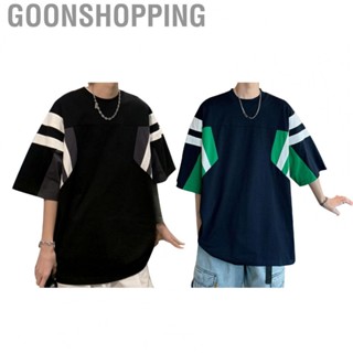 Goonshopping Men Short Sleeve T Shirt  Polyester Striped Design Men Heavyweight T Shirt  for Dating