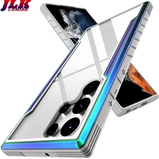 [JLK] Designed for Samsung Galaxy S23 Ultra S22 Ultra Case S23 Plus S22 Metal Anodized Aluminum Frame+Flexible TPU+PC Shockproof Cover