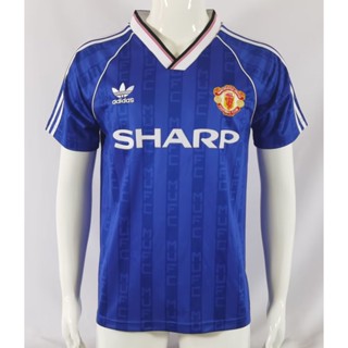 เสื้อกีฬาแขนสั้น ลายทีมชาติฟุตบอล Manchester United Away 88 89 ชุดเยือน สไตล์วินเทจ แห้งเร็ว สําหรับผู้ชาย ไซซ์ S - XXL