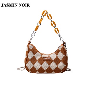 Jasmin NOIR กระเป๋าสะพายข้าง ผ้าแคนวาส ลายสก๊อต ขนาดเล็ก เรียบง่าย สําหรับผู้หญิง