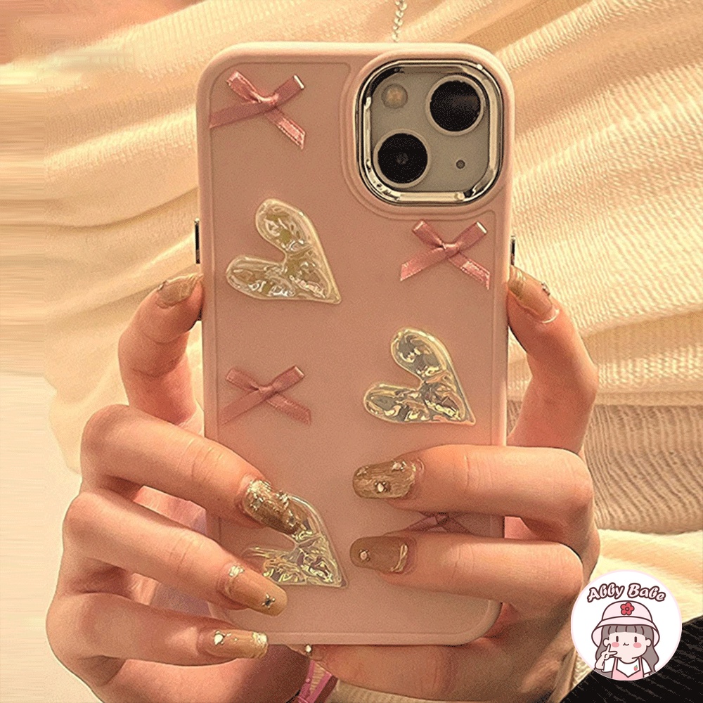 เคสโทรศัพท์มือถือ TPU นิ่ม ปิดด้านหลัง กันกระแทก กันสิ่งสกปรก ลายหัวใจ สีชมพูมันวาว แฟชั่น สําหรับ IPhone 14 Pro Max 11 12 11 Pro Max