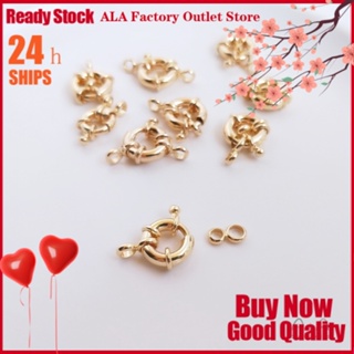 💖เครื่องประดับ diy อุปกรณ์เสริม💖บักเกิลสปริง ชุบทอง 14k ประดับไข่มุก สําหรับทําเครื่องประดับ สร้อยคอ สร้อยข้อมือ DIY[หัวเข็มขัดเชื่อมต่อ/สร้อยข้อมือ/สร้อยคอ/กําไลข้อมือ]