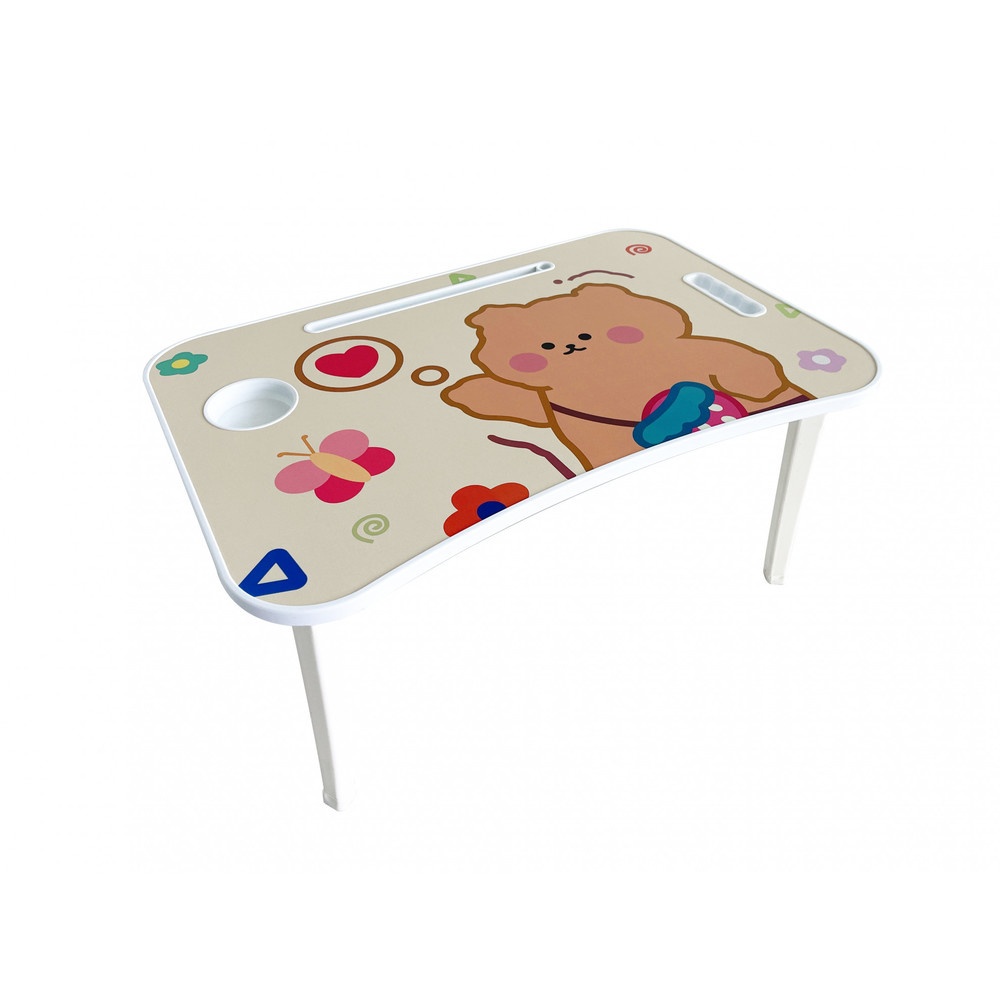 shophome468-DELICATO โต๊ะพับญี่ปุ่น รุ่น BEARBEAR ขนาด 40×60×28 ซม. สีเบจ รับประกันของเเท้