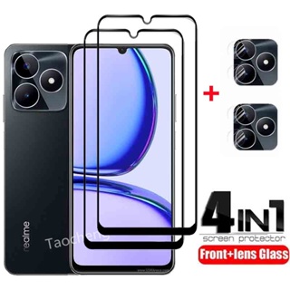 4 in 1 ฟิล์มกระจกนิรภัยกันรอยหน้าจอ แบบใส ป้องกันเลนส์กล้อง สําหรับ Realme C51 C53 C55 Narzo N53 RealmeC53 RealmeNarzoN53 4G 2023