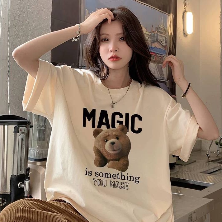kfcshopkfc88-เสื้อยืดลายหมี MAGIC ผ้านิ่มสกรีนคมชัด ใส่สบายชิลๆ พร้อมส่ง #KB08