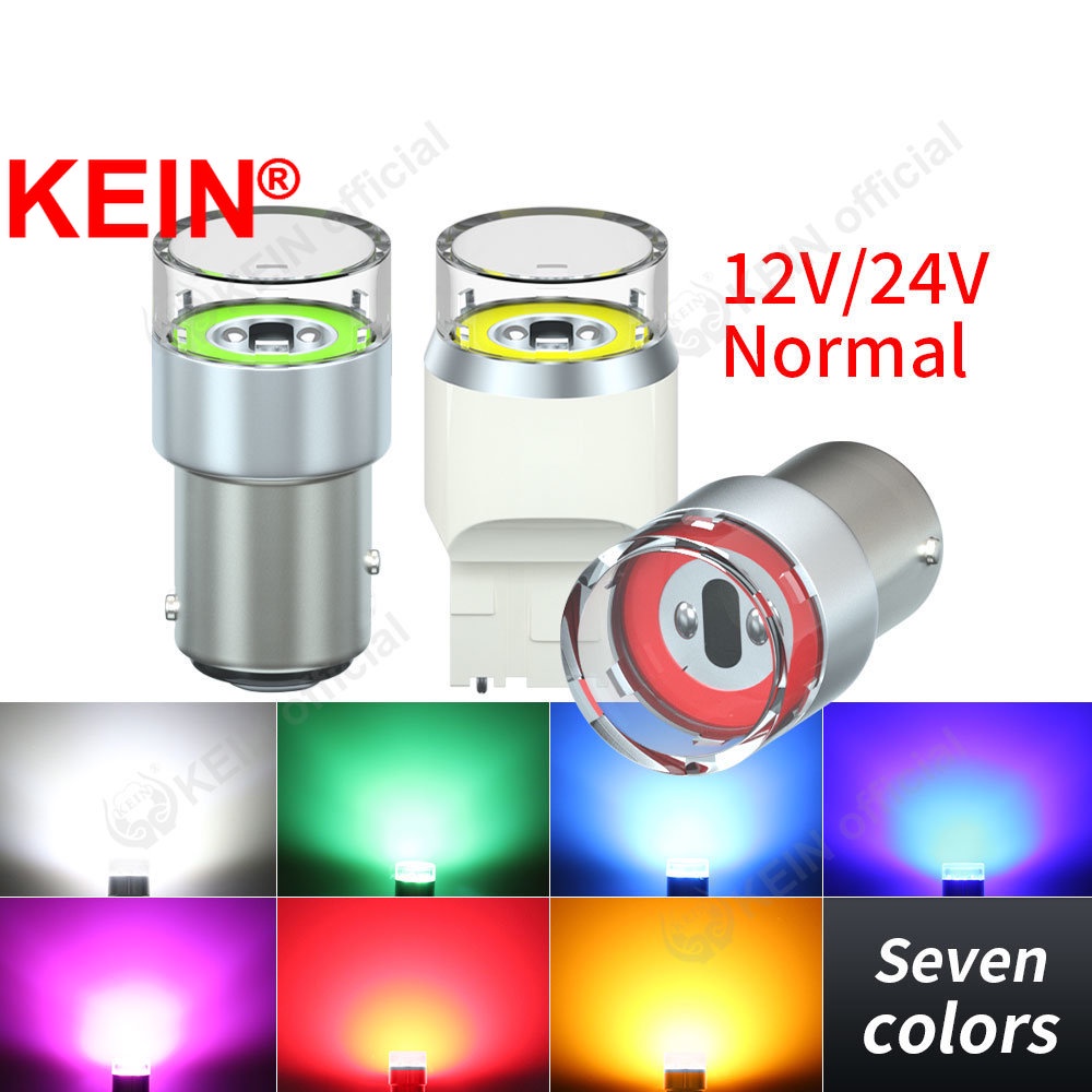 Kein 2PCS 7 สี 24V ไฟ Led สําหรับรถบรรทุก 12V 1156 1157 BAY15D BA15S S25 T20 7440 7443 P21W W21W รถย้อนกลับเบรคไฟเลี้ยว Park P21/5W ไฟท้ายด้านหลังรถจักรยานยนต์อัตโนมัติโคมไฟ
