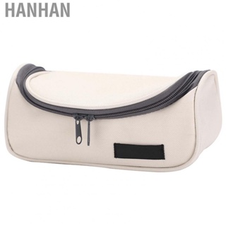 Hanhan Makeup Bag  Beige Color Large Pencil Case 7.9in Long  for Travel