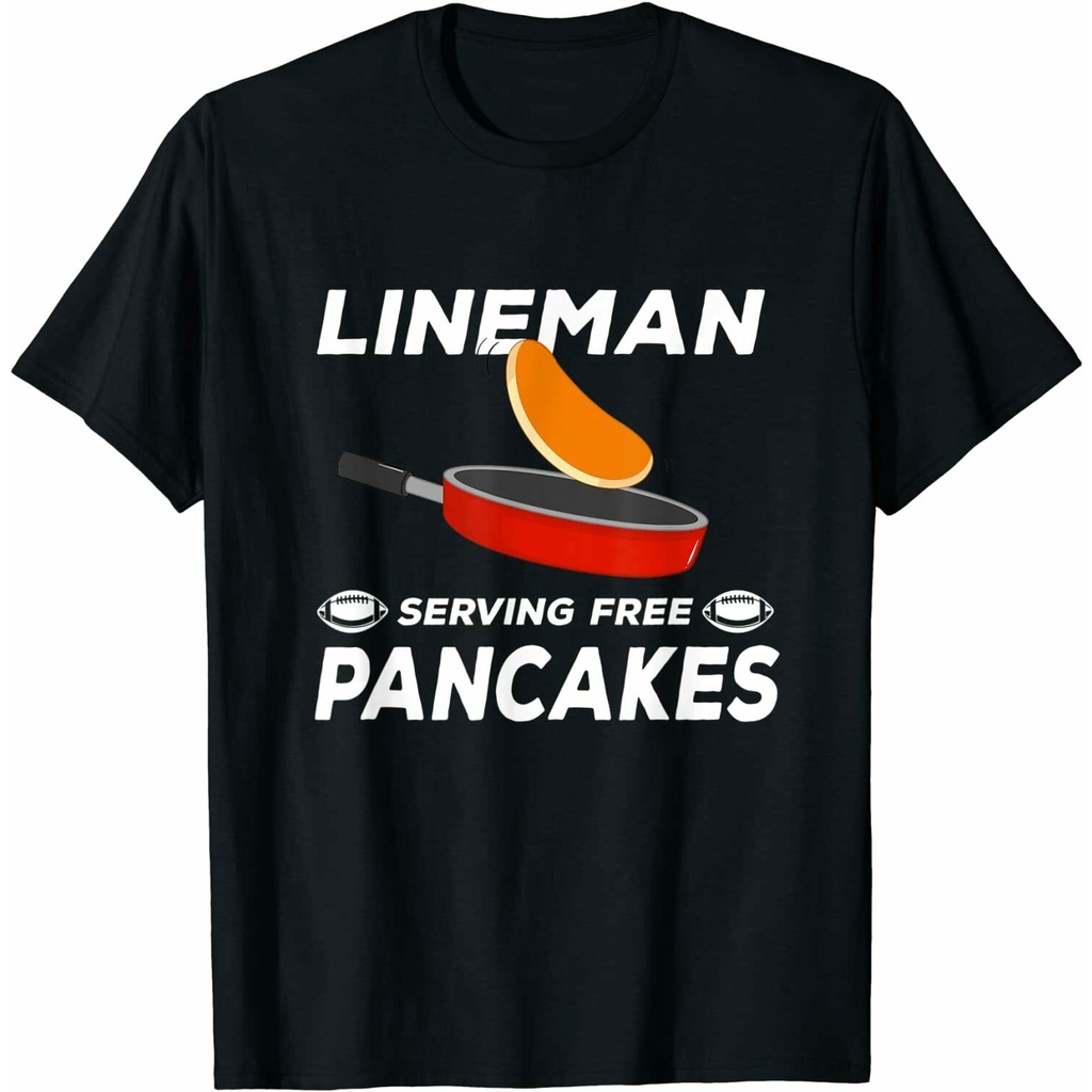 มีหลายสี ถูกสุดๆเสื้อยืดลําลอง แขนสั้น พิมพ์ลาย Lineman Serving Pancakes Football Lineman โอเวอร์ไซซ์ สําหรับผู้ชาย