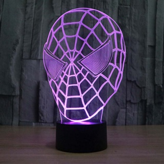  Avengers Alliance Spider Man 3D illusion LED small night light USB touch colorful night light decoration perfect creative gift choice