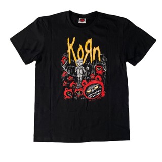 เสื้อยืดแขนสั้น ลายวงร็อค Korn Rock Metal สีดํา ของแท้ 8 ขนาด